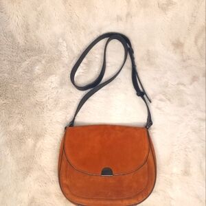 Sorial Janet Brown Suede Leather Nubuck Western Bohemian Crossbody  Saddle Bag